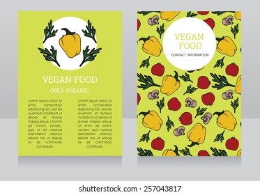 vegetarian menu template, hand drawn card for cafe, vector illustration 
