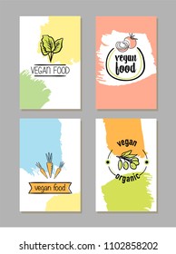 Vegetarian modern menu cover set. Cool food sketches composition.