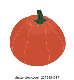 Vegetarian natural pumpkin 2D cartoon object. Autumn harvest festival. Vegetable veggie isolated vector item white background. Thanksgiving fall season. November autumnal color flat spot illustration