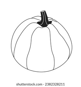 Vegetarian natural pumpkin black and white 2D cartoon object. Autumn harvest festival. Veggie isolated vector outline item. Thanksgiving fall season. Autumnal monochromatic flat spot illustration