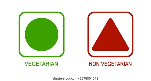 Vegetarian and non vegetarian labels  isolated on white background.