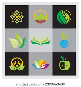 vegetarian people leaf nature logo.