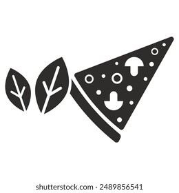 vegetarian pizza icon, vegan food, flat vector illustration on white background