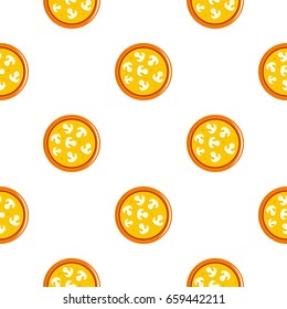 Vegetarian pizza with mushrooms pattern seamless flat style for web vector illustration