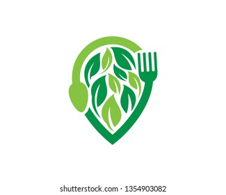 Vegetarian Point Logo Template, Icon, Symbol - Vector