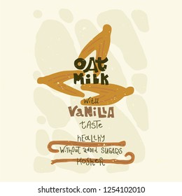 Vegetarian raw organic Oat milk  hand drawn vector premade design. Illustration made in doodle 
style. Set of objects for package, merch and other design.