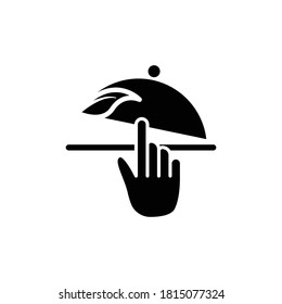 Vegetarian restaurant icon with touch icon. Design template vector