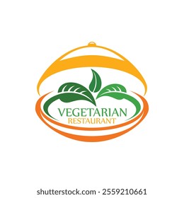 Vegetarian Restaurant Logo Concept Sign Natural Stock Vector.