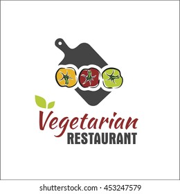 Vegetarian restaurant logo with kitchen cutting board