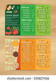 Vegetarian restaurant menu template.