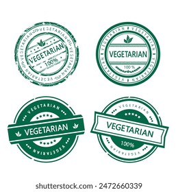 Vegetarian rubber stamp. Set of vector signs