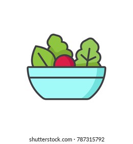 Vegetarian Salad Flat Line Colored Icon.