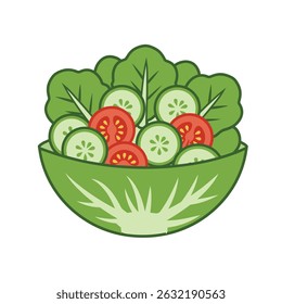 Vegetarian Salad With Mixed Greens, Cherry Tomatoes, and Cucumber on a White Background