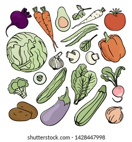 VEGETARIAN SET Nutrition Paleo Natural Diet Vector Illustration