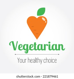 Vegetarian sign or symbol like a carrot. Vector modern illustration, stylish design element