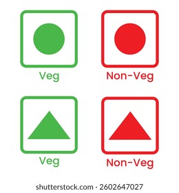 vegetarian sign, Veg logo, Veg symbol, Green color veg sign, Non vegetarian sign, Nonveg logo, NonVeg symbol