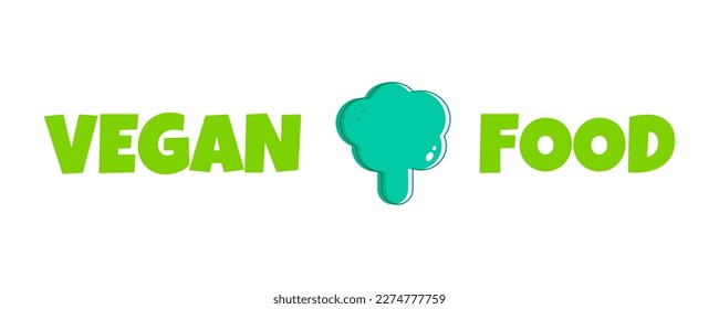 Vegetarian in simple style on white background. Healthy vegan food. Broccoli Green natural background. Healthy eating. Vegetarian food. Organic vegetable banner. Vector illustration