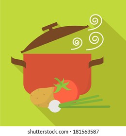Vegetarian soup, flat design vector