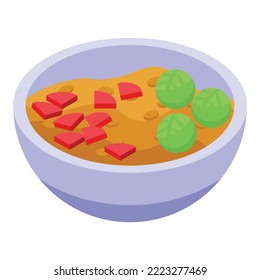 Vegetarian soup icon isometric vector. Diet food. Vegan cook