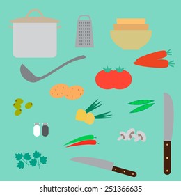 Vegetarian soup and vegetables