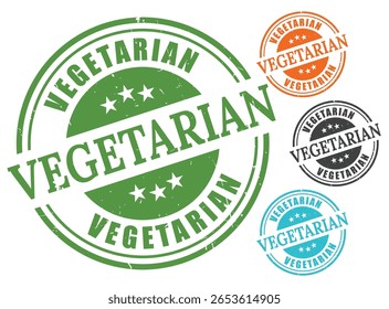 Conjunto de Vector de sello vegetariano, Colección de etiqueta de comida saludable estilo grunge