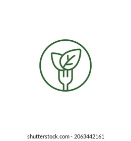 Vegetarian Symbol, Fork And Leaf, Go Vegan, Vegetarian Icon Simple Thin Line Icon Vector Illustration