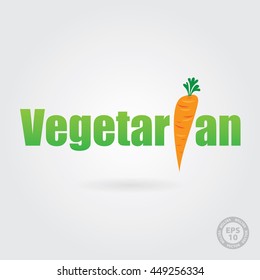 Vegetarian text with carrot idea Design - Vector