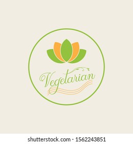 vegetarian typography lettering logo with leaf 