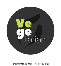 Vegetarian vector icon. Isolated circle label sign. Symbol for food, product, sticker, healthy eating, design element