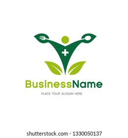 Vegetarian vector logo template. Pictogram. Green color. Design with spoon and fork. 