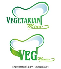 vegetarian and veg symbol menu isolated on white