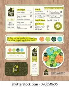 Vegetarian and vegan healthy restaurant cafe set menu graphic design template layout