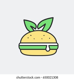 Vegetarian or vegan sadwich symbol concept. Flat and isolated vector eps illustration icon with minimal and modern design.