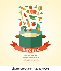 vegetarian and vegan, veganism healthy organic background and icon set, flat design concept