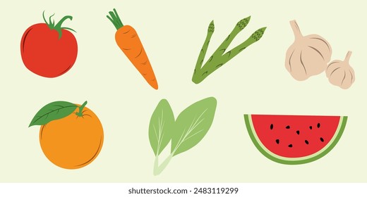 Vegetarian Vegetable And Fruit Set Collection