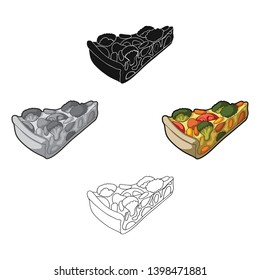 Vegetarian vegetable pie.Pie of vegetables without meat for vegetarians.Vegetarian Dishes single icon in cartoon,black style vector symbol stock illustration.