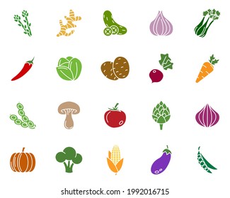 Vegetarian, vegetable set icon symbol template for graphic and web design collection logo vector illustration