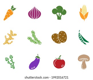 Vegetarian, vegetable set icon symbol template for graphic and web design collection logo vector illustration