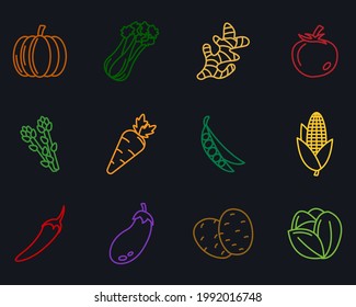 Vegetarian, vegetable set icon symbol template for graphic and web design collection logo vector illustration