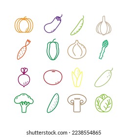 Vegetarian, vegetable, veggies - minimal thin line web icon set. Outline icons collection.