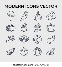 Vegetarian, vegetable, veggies set icon symbol template for graphic and web design collection logo vector illustration