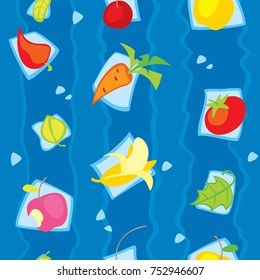 Vegetarian vegetables and fruits seamless pattern. Fruits seamless texture. This image is an easy to edit vector illustration