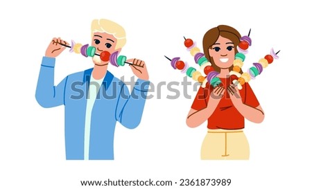 vegetarian veggie kebab vector. food healthy, tomato vegetable, picnic meal vegetarian veggie kebab character. people flat cartoon illustration