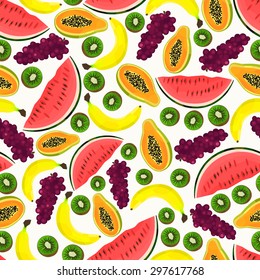 Vegetarian wallpapers. Fresh fruit pattern. Colorful food background.