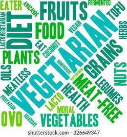 Vegetarian word cloud on a white background. 