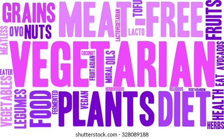 Vegetarian word cloud on a white background. 