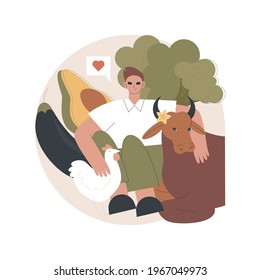 Vegetarianism abstract concept vector illustration. Vegetarian diet, meat abstinence, healthy lifestyle, fresh organic products, without milk and eggs, green salad abstract metaphor.
