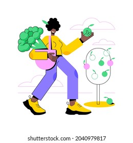 Vegetarianismus abstrakte Konzept Vektorgrafik. Vegetarische Ernährung, Fleischabstinenz, gesunder Lebensstil, frische Bio-Produkte, ohne Milch und Eier, grüner Salat abstrakte Metapher.