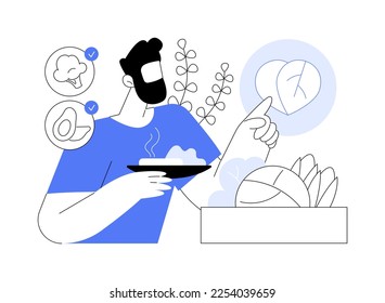 Vegetarianism abstract concept vector illustration. Vegetarian diet, meat abstinence, healthy lifestyle, fresh organic products, without milk and eggs, green salad abstract metaphor.