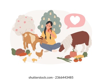 Vegetarianism isolated concept vector illustration. Vegetarian diet, meat abstinence, healthy lifestyle, fresh organic products, without milk and eggs, green salad vector concept.